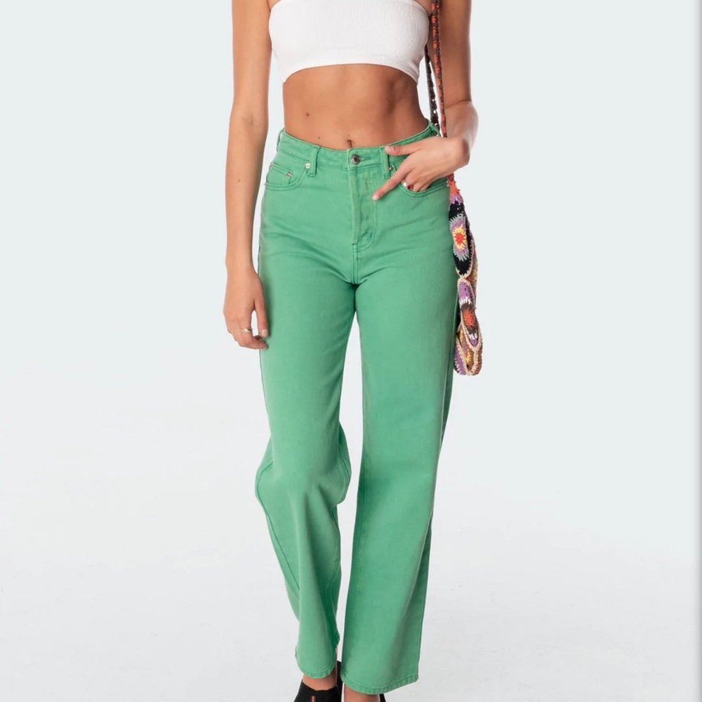 Edikted Willa Wide Jeans - Green - size S